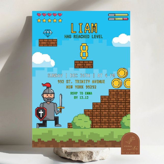 Invitación Cumpleaños Subir de Nivel de Juego de Arcade (Subido por el creador)