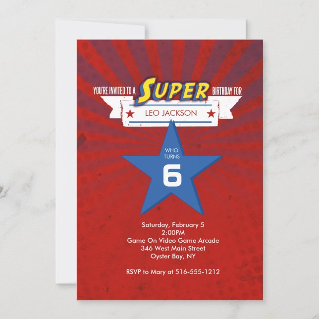 Invitación Cumpleaños SUPER (Anverso)