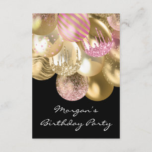 Invitación Cumpleaños Sweet 16º oro rosa Ballons negro