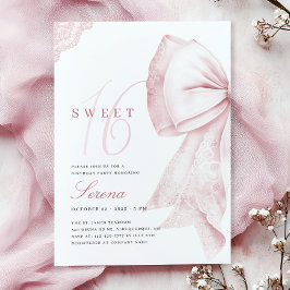 Invitación Cumpleaños Sweet 16 con Lazo Rosa Claro