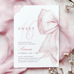 Invitación Cumpleaños Sweet 16 con Lazo Rosa Claro