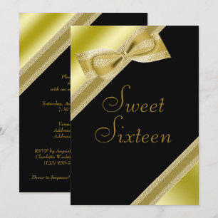 Invitación Cumpleaños Sweet 16 con lazo y cinta elegantes