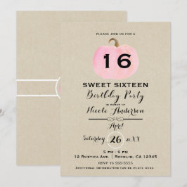 Invitación Cumpleaños Sweet 16 de Kraft rústico de calabaza r