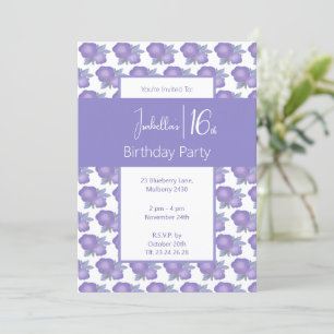 Invitación Cumpleaños Sweet 16 ilustrado con Floral Acuarela