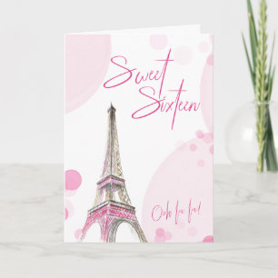 Invitación Cumpleaños Sweet 16 Rosa Blanco Torre Eiffel París