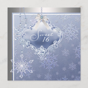 Invitación Cumpleaños Sweet Sixteen Copo de Nieve Azul Platea