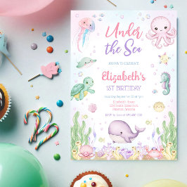 Invitación Cumpleaños tema animales del océano bajo el mar