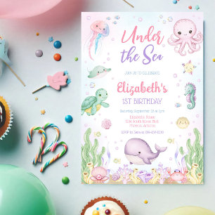 Invitación Cumpleaños tema animales del océano bajo el mar