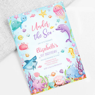 Invitación Cumpleaños tema animales del océano bajo el mar