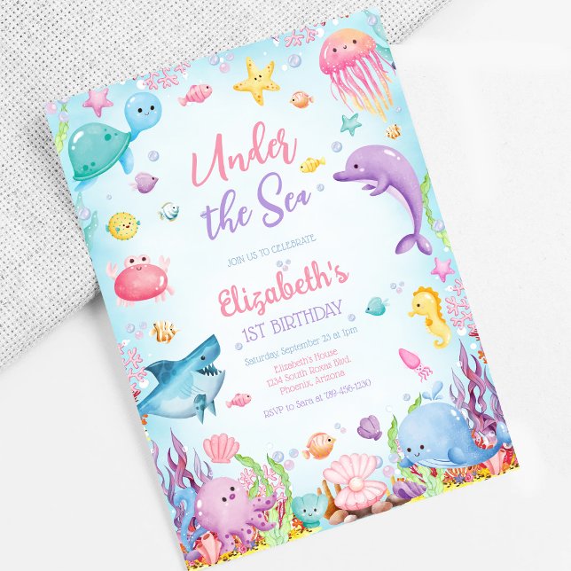 Invitación Cumpleaños tema animales del océano bajo el mar (Subido por el creador)