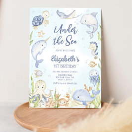 Invitación Cumpleaños tema animales del océano bajo el mar
