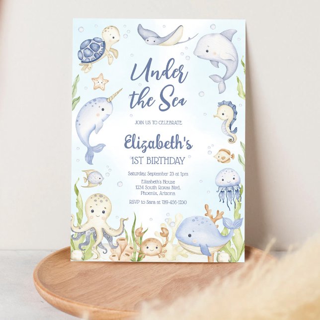 Invitación Cumpleaños tema animales del océano bajo el mar (Subido por el creador)