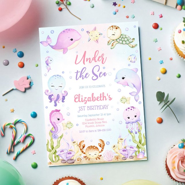 Invitación Cumpleaños tema Animales del Océano Bajo el Mar (Subido por el creador)