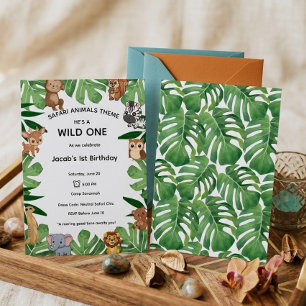 Invitación Cumpleaños Tema Animales Safari Uno Salvaje Viral