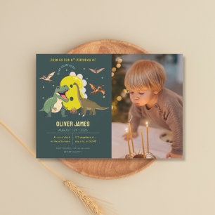 Invitación Cumpleaños tema dinosaurio niño 8