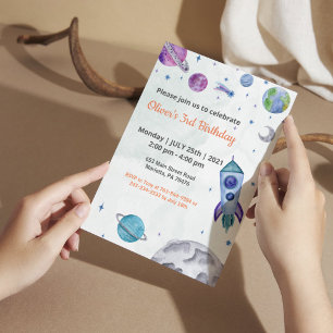 Invitación Cumpleaños Tema Planeta Niño 