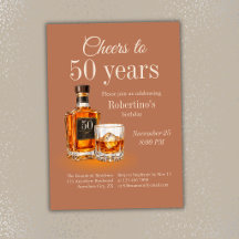 Cumpleaños tema Whisky Hombres ' Cheers a 50 años'