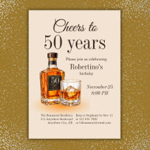 Cumpleaños tema Whisky Hombres 'Cheers to 50 Years