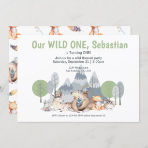 Invitación Cumpleaños temática de animal salvaje de un lindo 