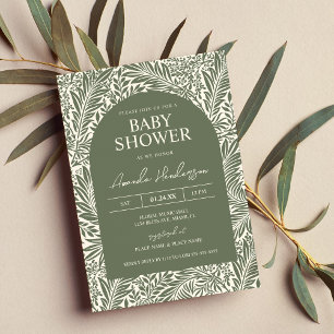 Invitación Cumpleaños Temático de Bebé Flor Silvestre Salvia 