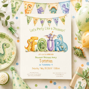Invitación Cumpleaños Temático de Dinosaurio Adorable 4