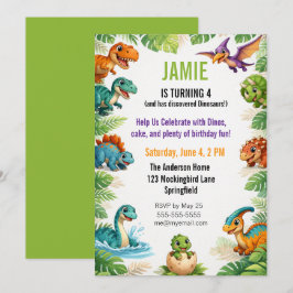 Invitación Cumpleaños Temático de Dinosaurios para Niños