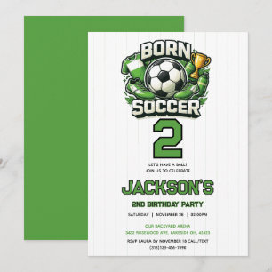Invitación Cumpleaños Temático de Fútbol para Niño de 2 Años