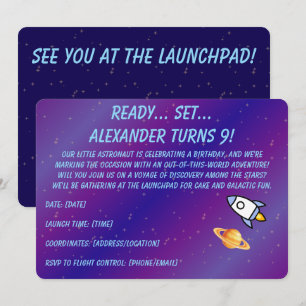 Invitación Cumpleaños Temático de Galaxia Fuera de este Mundo