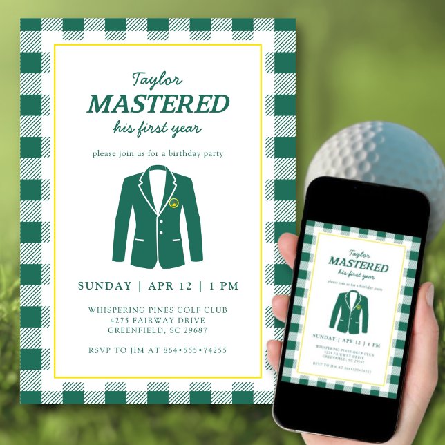 Invitación Cumpleaños Temático de Golf Maestria 1er Fiesta Ve (A little legend in the making ⛳)