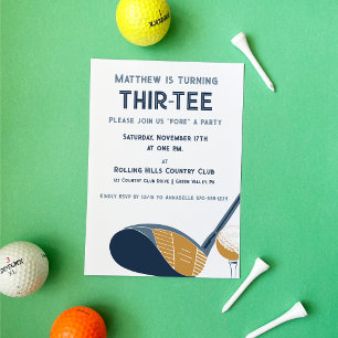 Invitación Cumpleaños Temático de Golf Personalizado Thir-Tee