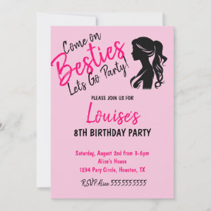 Invitación Cumpleaños Temático De La Muñeca Rosa