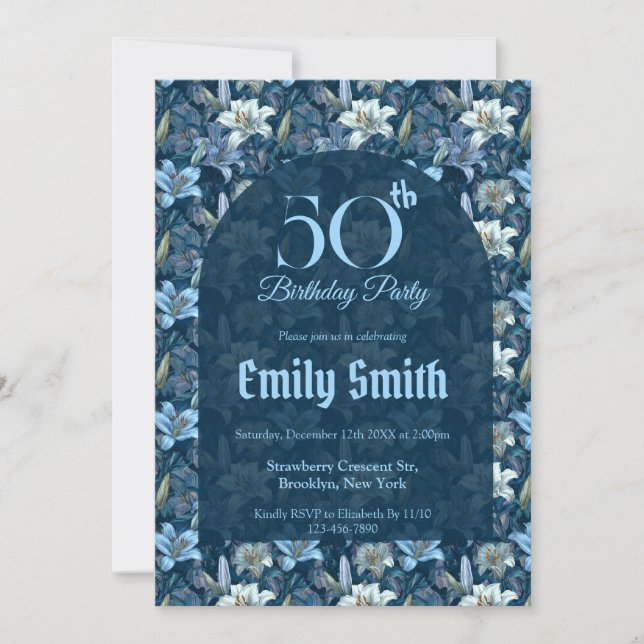 Invitación Cumpleaños Temático de Lirios Chic 10 (Anverso)