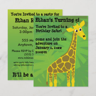 Invitación cumpleaños temático de Safari