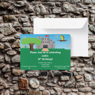 Invitación Cumpleaños Temático del Castillo Dragón
