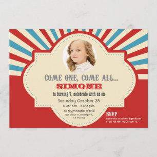 Invitación Cumpleaños temático del circo el