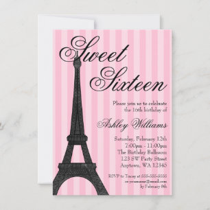 Invitación Cumpleaños temático del dulce 16 de París de la