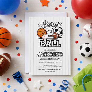 Invitación Cumpleaños Temático Deporte Nacido Para Jugar Niño