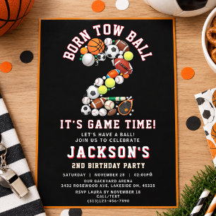 Invitación Cumpleaños Temático Deporte Nació Para Jugar Balón