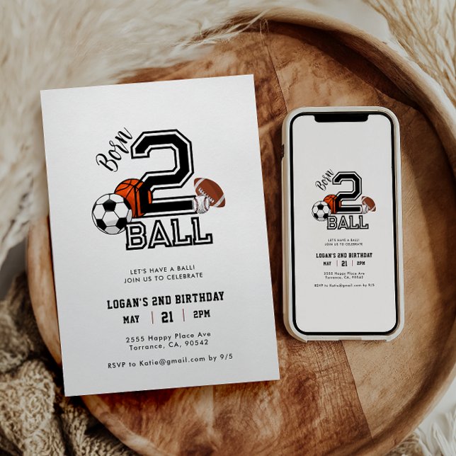 Invitación Cumpleaños Temático Deportivo Born 2 Ball Niño 2 a (Subido por el creador)
