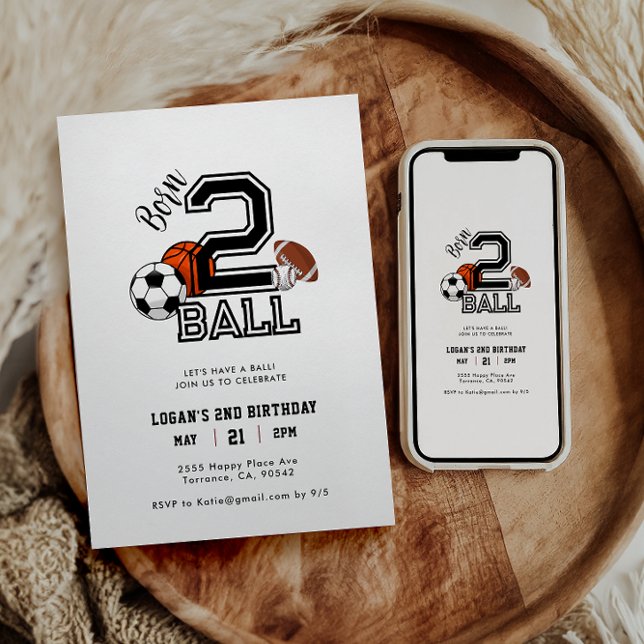 Invitación Cumpleaños Temático Deportivo Born 2 Ball Niño 2 a (Subido por el creador)