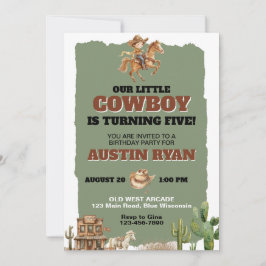 Invitación Cumpleaños Temático Western Vaquero Rústico