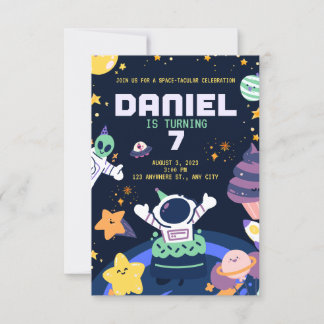 INVITACIÓN CUMPLEAÑOS TEMÁTICOS ASTRONAUTAS