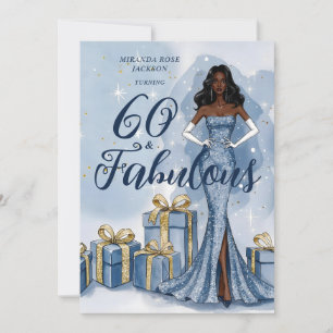Invitación Cumpleaños TMF26 con brillo azul de Hollywood Vint