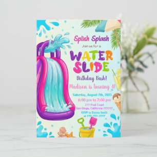 Invitación Cumpleaños Tobogán de Agua, Vamos a hacer una Salp