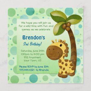 Invitación Cumpleaños Tots Giraffe - Segundo Cumpleaños