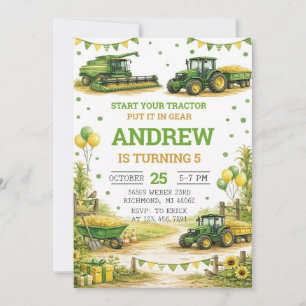 Invitación Cumpleaños Tractor Personal