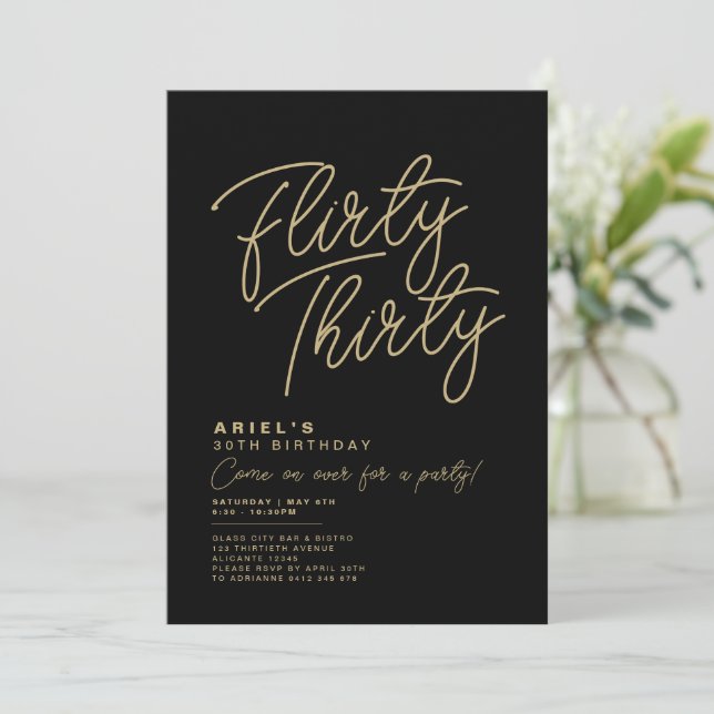 Invitación Cumpleaños Treinta Coqueto Simple Moderno (Anverso de pie)