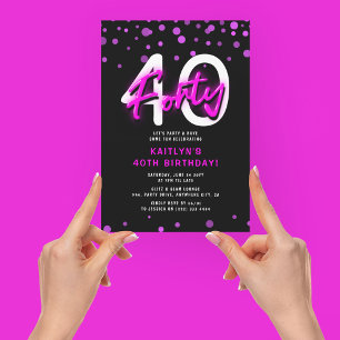 Invitación Cumpleaños treinta cuarenta Neon Rosa