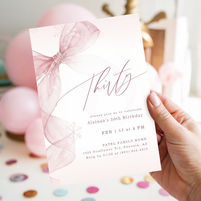 Invitación Cumpleaños treinta de fiesta de niña de invierno d (Subido por el creador)