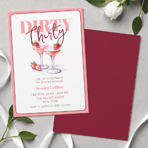 Invitación Cumpleaños treinta sucio fiesta cóctel rosa rojo